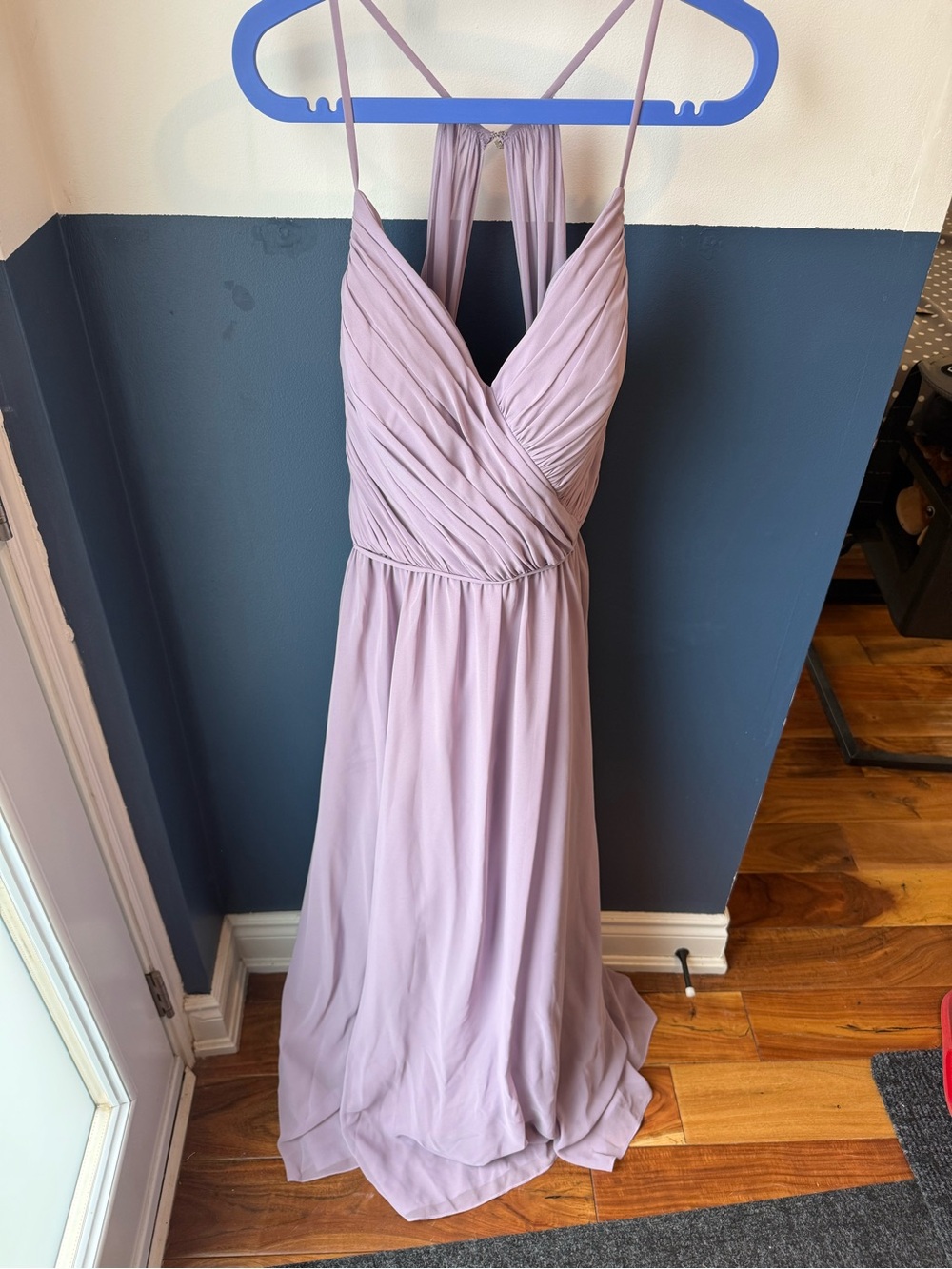 Elegant Mori Lee Lavender V-Neck Maxi Bridesmaid Dress